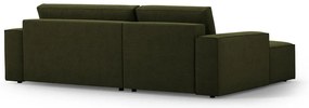 Ciemnozielony rozkładany narożnik z materiału bouclé (lewostronny) Jodie – Micadoni Home