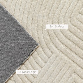 HOMCOM Maszynowo tkany dywan, wysokość 15 mm, wszechstronny, antypoślizgowy, kremowy