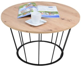 Loftowy stolik kawowy z czarnym stelażem dąb artisan - Melbro 4X