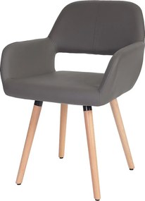 Krzesło do jadalni MCW-A50 II, imitacja skóry, szary, jasne nogi