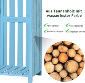 Przestronny Szop Ogrodowy Outsunny z Miejscem na Drewno i Półkami, Błękit Nieba