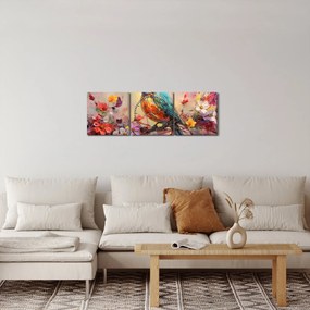 Obraz - Malowanie ptaka (z zegarem) (90x30 cm)