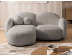 Szary narożnik z materiału bouclé (lewostronny/z szezlongiem) Orbit – Ropez