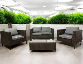 Zestaw mebli do ogrodu Breza, kolor brązowy, poduszki szare