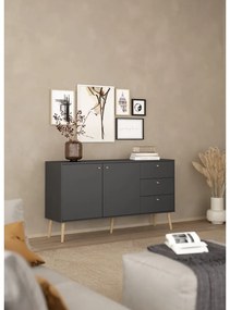 Antracytowa niska komoda 149x82 cm Bodo – Tvilum