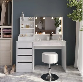 Stół do toalety biały/biały wysoki połysk 119.8x50.1x76 sherry