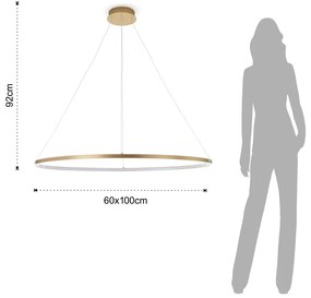Lampa wisząca w kolorze złota Tomasucci Oval Ring, wys. 92 cm