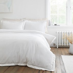 Biała bawełniana pościel dwuosobowa 230x220 cm Oxford Lace Trim – Bianca