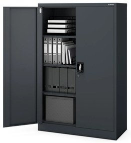 Biurowa szafa metalowa na akta KEVIN, 900 x 1400 x 400 mm, antracyt
