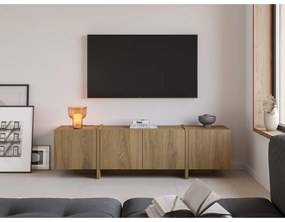 Szafka pod TV w dekorze dębu w naturalnym kolorze 180x55x35 cm Volia – Marckeric
