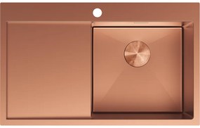 Mexen Exar zlewozmywak stalowy 1-komorowy z ociekaczem prawy 780 x 480 mm, miedź - 6434781010P-65