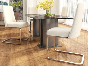 Zestaw 4 krzeseł typu cantilever z weluru - oparcie w romby - metalowa podstawa w kolorze srebrnym - beżowe