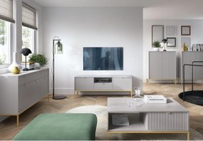 NAYA Szafka RTV 154 szara | złoty stelaż