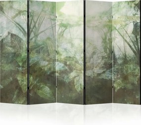 Parawan pokojowy 5-częściowy 225x172 Dwustronny dekoracyjny boho botaniczny Mgła Tropikalnego Ogrodu