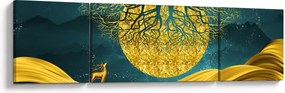 Obraz - Abstrakcja, złoty krajobraz (170x50 cm)