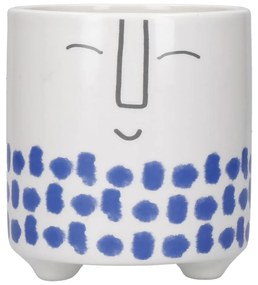 Biało-niebieska ceramiczna doniczka Kitchen Craft Happy Face