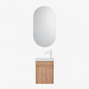 Zestaw Wiszących Mebli Łazienkowych Zintegrowany Z Umywalką Narek Popielaty Brąz & Owalny Z Miejscem Do Przechowywania Czarny - Sklum