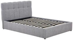 Łóżko ze skrzynią  160 x 200 cm - Tkanina z bukli - Szary - MAZIRI