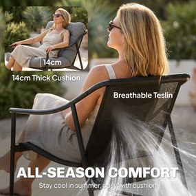 Outsunny Fotel ogrodowy z poduszką, nowoczesna sofa na balkon, maks. obciążenie 120 kg, ciemnoszary | Aosom PL