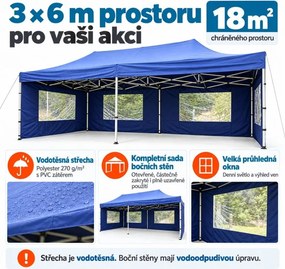 Pawilon ogrodowy rozkładany 3 x 6 m - niebieski