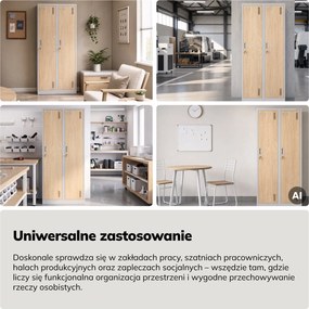 Szafa socjalna czterokomorowa Eco Design Kacper 80x50x180 cm, szary/dąb sonoma