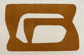 Dywan tuftowany 100% wełna we wzory abstrakcyjne - 200 x 290 cm - Brązowy i biały - 2400g/m² - AVOLTO