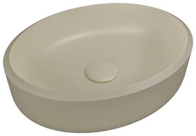 Umywalka z konglomeratu nablatowa okrągła beżowa 40 cm RONA beige : Wykończenie - matowe