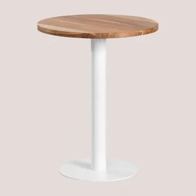 Okrągły Stół Barowy Z Drewna Akacjowego Macchiato Ø60 Cm & Biały - Sklum