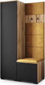 Masseno Garderoba LORI 95/181/51 cm Nowoczesna Szafa do Przedpokoju Dąb wotan, MONOLITH 48 (Żółty)
