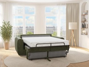 Kanapa 3-osobowa rozkładana typu express z zieloną tapicerką - Miejsce do spania 140 cm - Materac 22 cm - BOLIPO