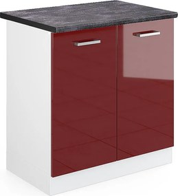 Szafka pod zlew czerwony połysk 80x60x81.6 r-line