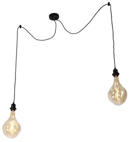 Lampa wisząca czarna 2-punktowa w tym LED złoto z możliwością ściemniania - Cava Luxe Nowoczesny Oswietlenie wewnetrzne