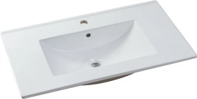 Szafka pod jedną umywalkę wisząca ze słupkiem - Biały - 80 cm - STEFANIE