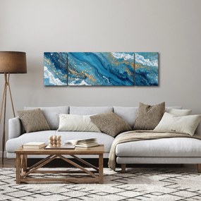 Obraz - Jasnoniebieski marmur ze złotem II. (170x50 cm)