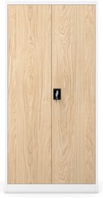 Biurowa szafa metalowa JAN, 900 x 1850 x 400 mm, Eco Design: biała/ dąb sonoma