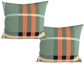 Zestaw 2 sztuk dekoracyjnych poszewek na poduszki z mikrofibry PLAIDORY 45x45 cm, zielony