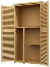 Outsunny Szafka Ogrodowa Wodoodporna, 2 Drzwi z Zamkiem, Drewno Sosnowe, 87D x 46,5S x 160W cm, Jasnożółty