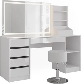 Stół do toalety biały/biały wysoki połysk 158.2x50.1x76 sherry