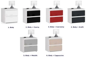 Minimalistyczna szafka nocna biały + czarny połysk G4-G64