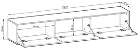 Szafka RTV KARL 3D 175cm wisząca/stojąca czarny mat  PIASKI Meble