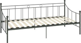 Szare Metalowe Łóżko Jednoosobowe 90X200 Cm P8-T03