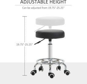 Vinsetto Taboret salonowy, regulowany, sztuczna skóra, do 110 kg, Ø42x50-64H cm, Czarny