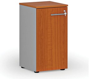 Szafa biurowa niska z drzwiami PRIMO GRAY, 400 x 420 x 740 mm, szary/wiśnia