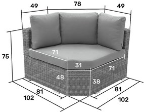 Zestaw rattanowy MALIBU dla 8 osób (szary)