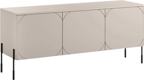 Szafka RTV trzydrzwiowa Sonatia na metalowych nogach 150 cm - kaszmir