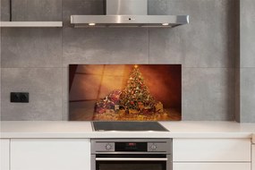 Szklany Panel Świąteczne Drzewko z Lampkami