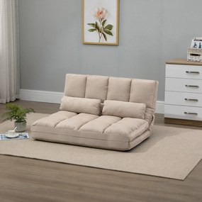HOMCOM Sofa i Łóżko 2 w 1, Regulowane Oparcie, 102 x 73 x 60 cm, Beżowa