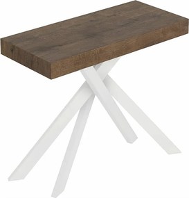 Rozkładany stół konsolowy 90x40/196 cm Saki Small orzech białe nogi
