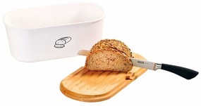 Kesper 85090 Chlebak z deską do krojenia, biały, 34 x 14 x 18 cm