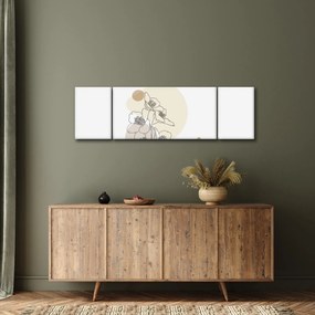 Obraz - Beżowe kwiaty z motylem N⁰4 (170x50 cm)